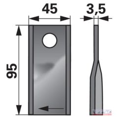 KASZAPENGE  95x45x3,5 D=16,2 jobb-bal