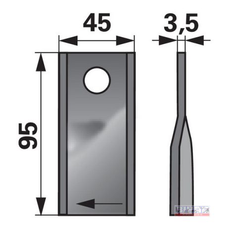 KASZAPENGE  95x45x3,5 D=16,2 jobb-bal